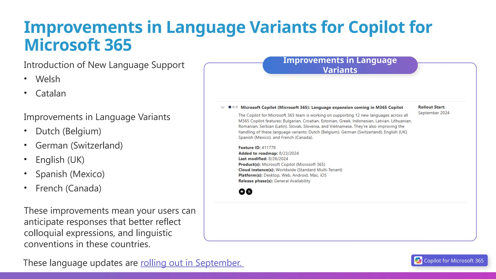 What's New in Copilot for Microsoft 365 August 2024 | PPTX