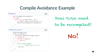 Compile Avoidance Example
Does MyApp need
to be recompiled?
No!
 