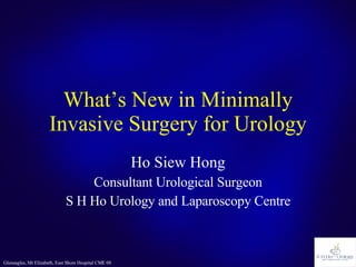 What’s New in Minimally Invasive Surgery for Urology Ho Siew Hong Consultant Urological Surgeon S H Ho Urology and Laparoscopy Centre 
