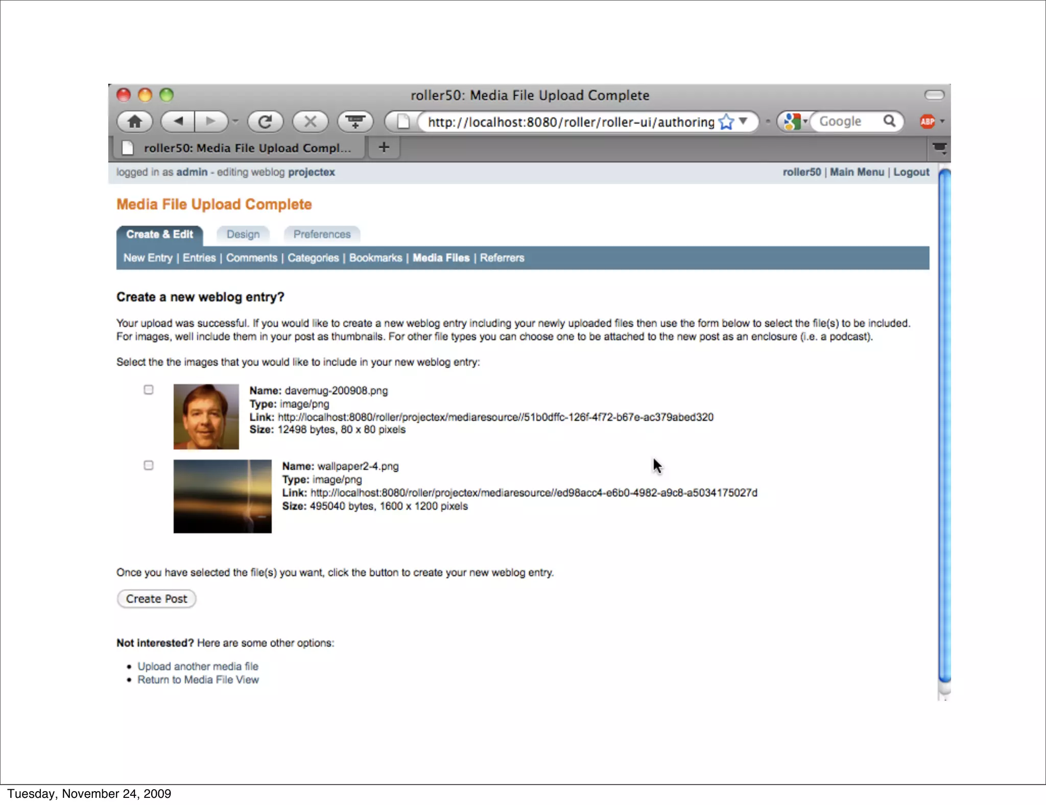 Tuesday, November 24, 2009
 