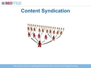 Content Syndicationhttp://www.seomoz.org/blog/whiteboard-friday-content-technology-licensing