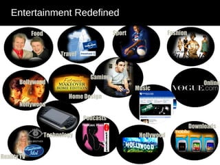 Entertainment Redefined  Reality TV Technology Food Bollywood Nollywood Travel Online Home Design Downloads Fashion Gaming Podcasts Music Sport Hollywood 