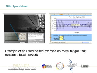 Skills: Spreadsheets Example of an Excel based exercise on metal fatigue that runs on a local network 