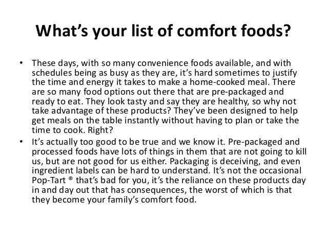 Whats Your List Comfort Foods