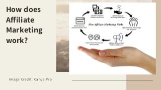 How does
Affiliate
Marketing
work?
Image Credit: Canva Pro 03
 