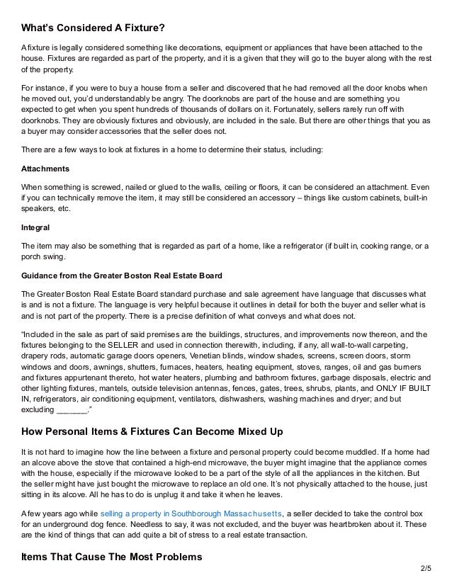 Personal Property vs Fixtures in Home Sales