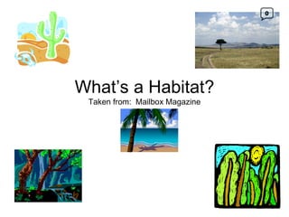 What’s a Habitat? Taken from:  Mailbox Magazine 0 
