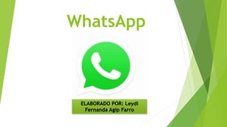 WhatsApp
ELABORADO POR: Leydi
Fernanda Agip Farro
 