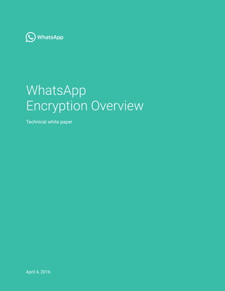 WhatsApp
Encryption Overview
Technical white paper
April 4, 2016
 