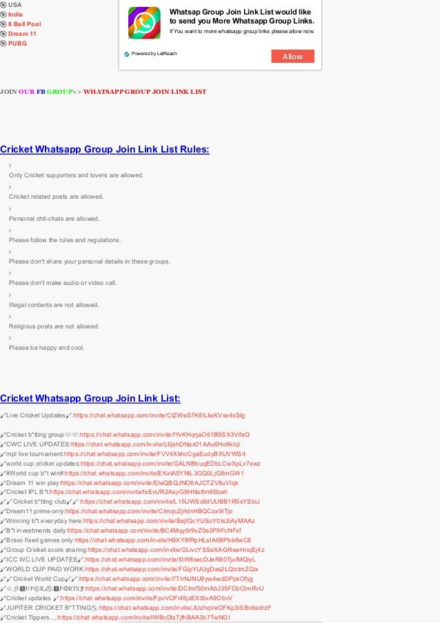 Cricket Whatsapp Group Join Link List