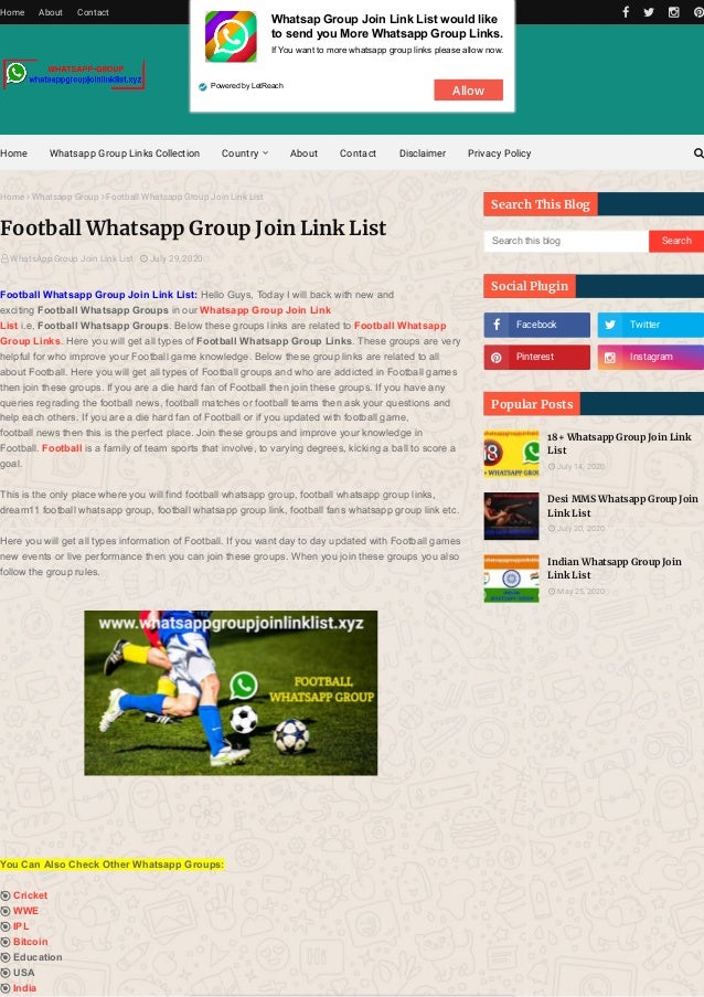Football Whatsapp Group Join Link List