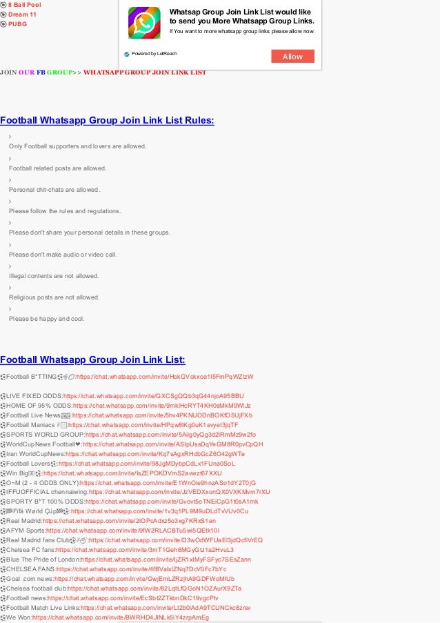 Football Whatsapp Group Join Link List