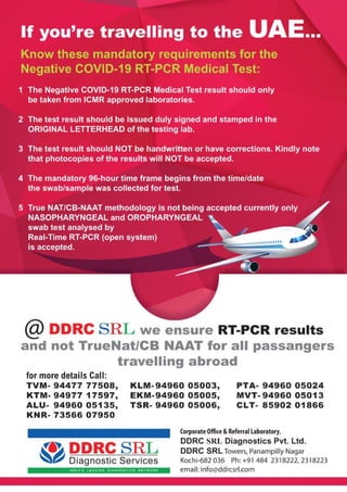 COVID-19 RT PCR Test for UAE Passengers