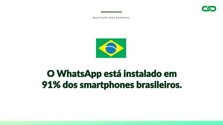 W H A T S A P P P A R A E M P R E S A S
O WhatsApp está instalado em
91% dos smartphones brasileiros.
 