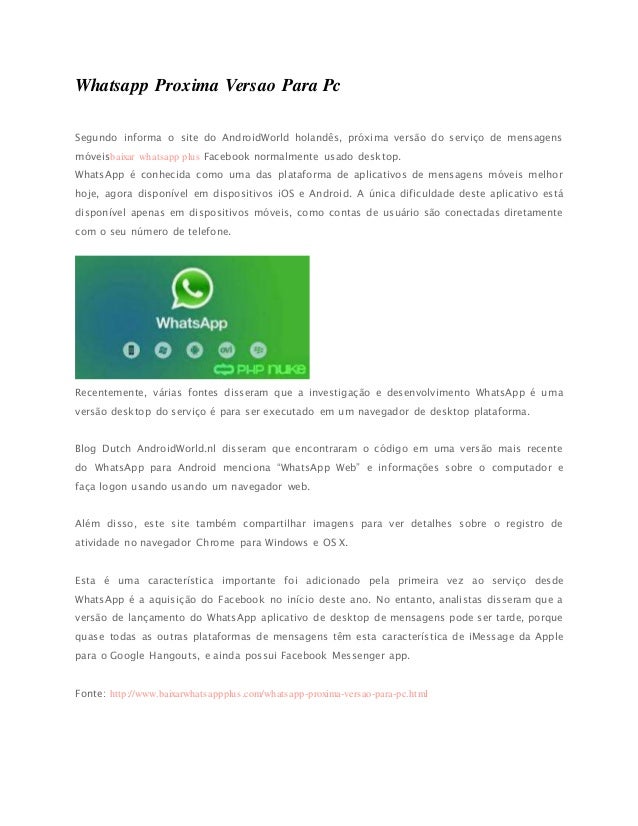 Whatsapp Proxima Versao Para Pc