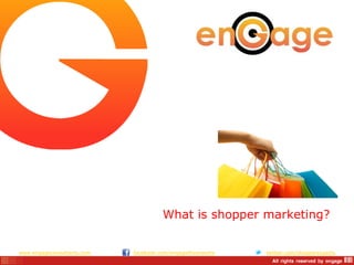 What is shopper marketing?


www.engageconsultants.com   facebook.com/engagetheexperts   twitter.com/shopperexperts
 