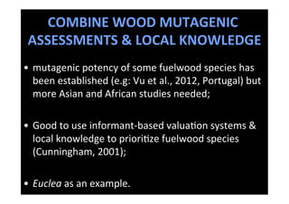 SEEING THE WOOD FOR THE TREES:beyond	  bio-forﬁcation: nutrion, cooking &amp; health