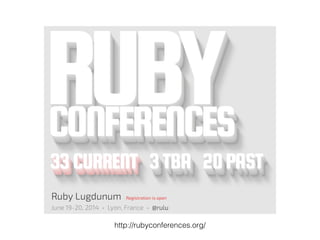 http://rubyconferences.org/
 
