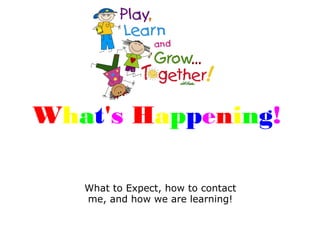 What's Happening!
What to Expect, how to contact
me, and how we are learning!
 