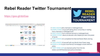 Rebel Reader Twitter Tournament
https://goo.gl/dziGaa
 