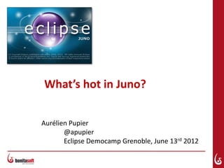 What’s hot in Juno?


Aurélien Pupier
       @apupier
       Eclipse Democamp Grenoble, June 13rd 2012
 