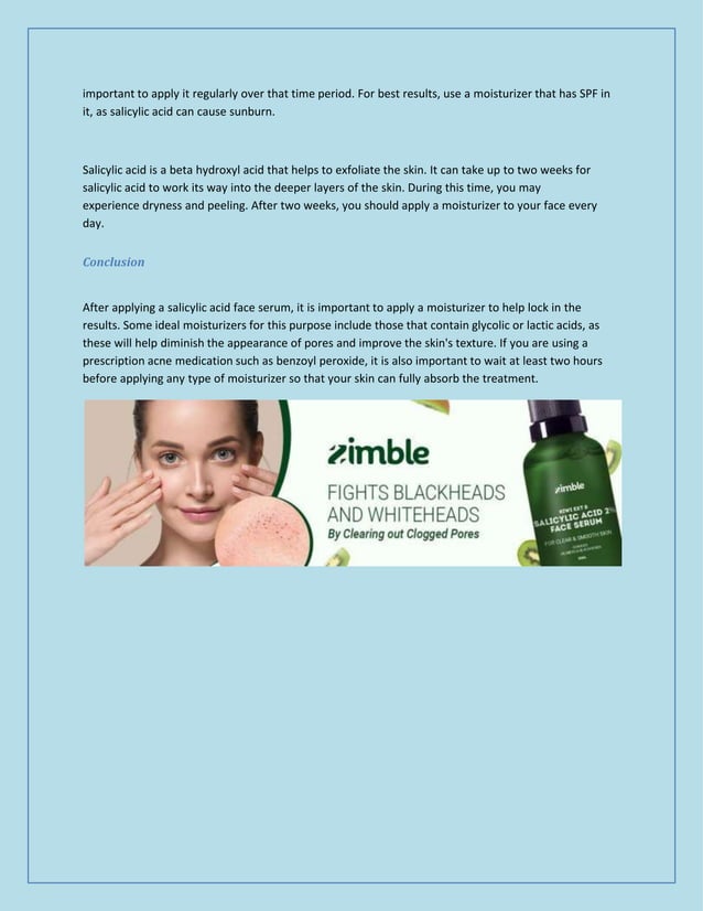 What should I apply after Salicylic Acid Face Serum?