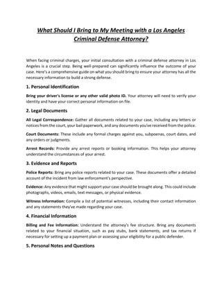What Should I Bring to My Meeting with a Los Angeles Criminal Defense ...