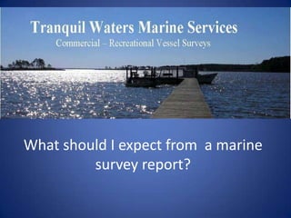 What should I expect from a marine
         survey report?
 