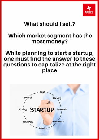 What should I sell?
Which market segment has the
most money?
While planning to start a startup,
one must find the answer to these
questions to capitalize at the right
place
 