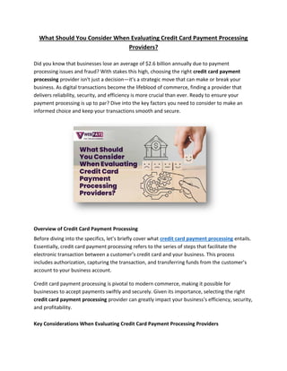 Evaluating Payment Options