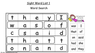 Sight Word List 1
Word Search
© 2021 reading2success.com
 