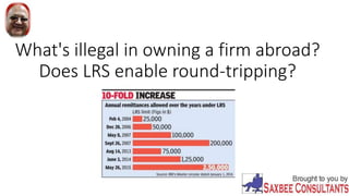 What's illegal in owning a firm abroad?
Does LRS enable round-tripping?
 
