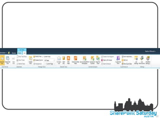 THE RIBBON – LIST TOOLS




                          12
 