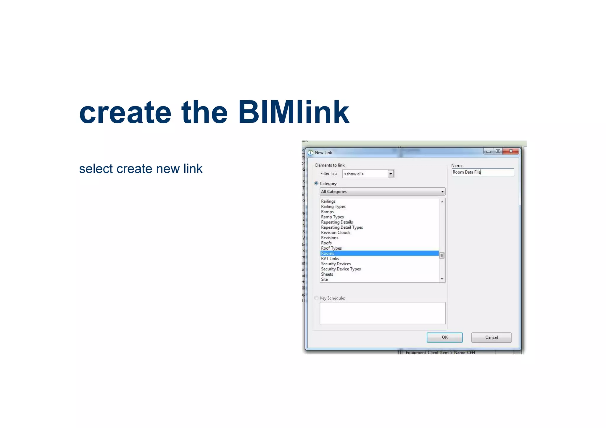 create the BIMlink
select create new link
 