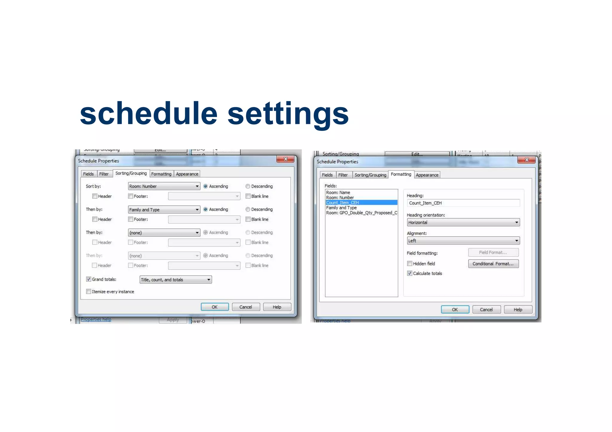 schedule settings
 