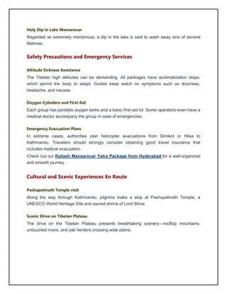 What’s included in a Kailash Mansarovar package from Hyderabad | PDF