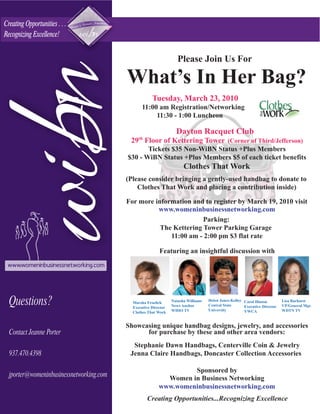 Whats In Her Bag Flyer Wibn