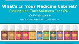 What’s In Your Medicine Cabinet?
Finding Non-Toxic Solutions For YOU!
-Dr. Faith Schumann
Look For This Presentation on Slideshare.net
 