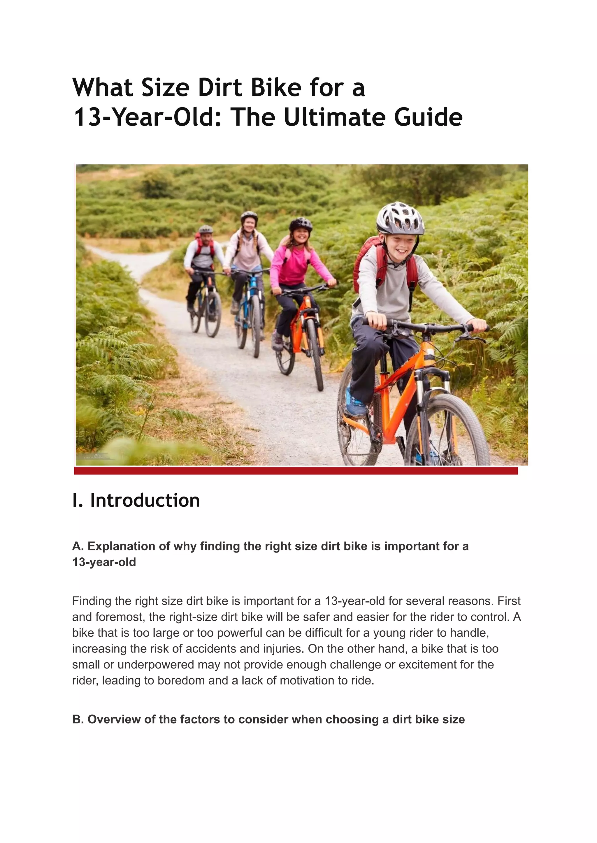What Size Dirt Bike for a 13YearOld The Ultimate Guide.pdf