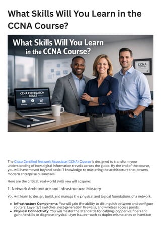 Comprehensive Skills Gained in the Cisco CCNA Networking Course | PDF