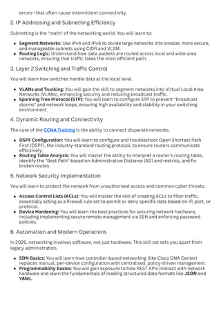 Comprehensive Skills Gained in the Cisco CCNA Networking Course | PDF
