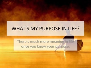 WHAT'S MY PURPOSE IN LIFE?
There's much more meaning in life
once you know your purpose.
 