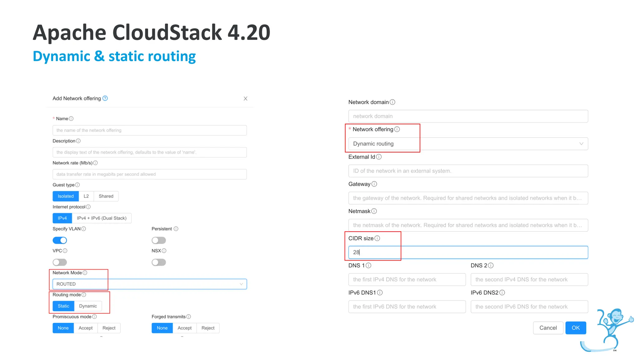 Apache CloudStack 4.20
Dynamic & static routing
 