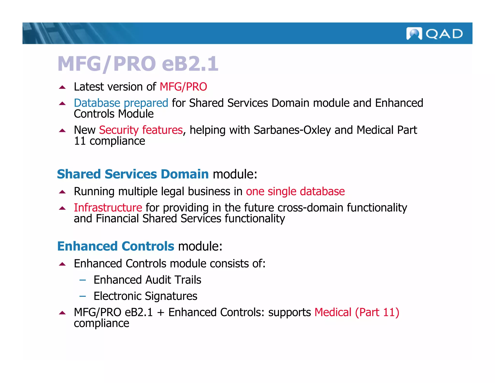 Whats New At Qad(8.6toe B2.1) | PDF