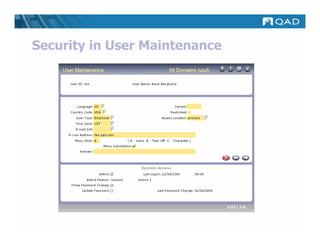 Security in User Maintenance
 
