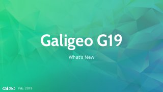 Galigeo G19
What’s New
Feb. 2019
 