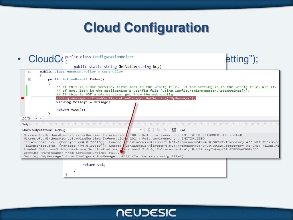 Cloud Configuration • CloudConfigurationManager.GetSetting(“MySetting…