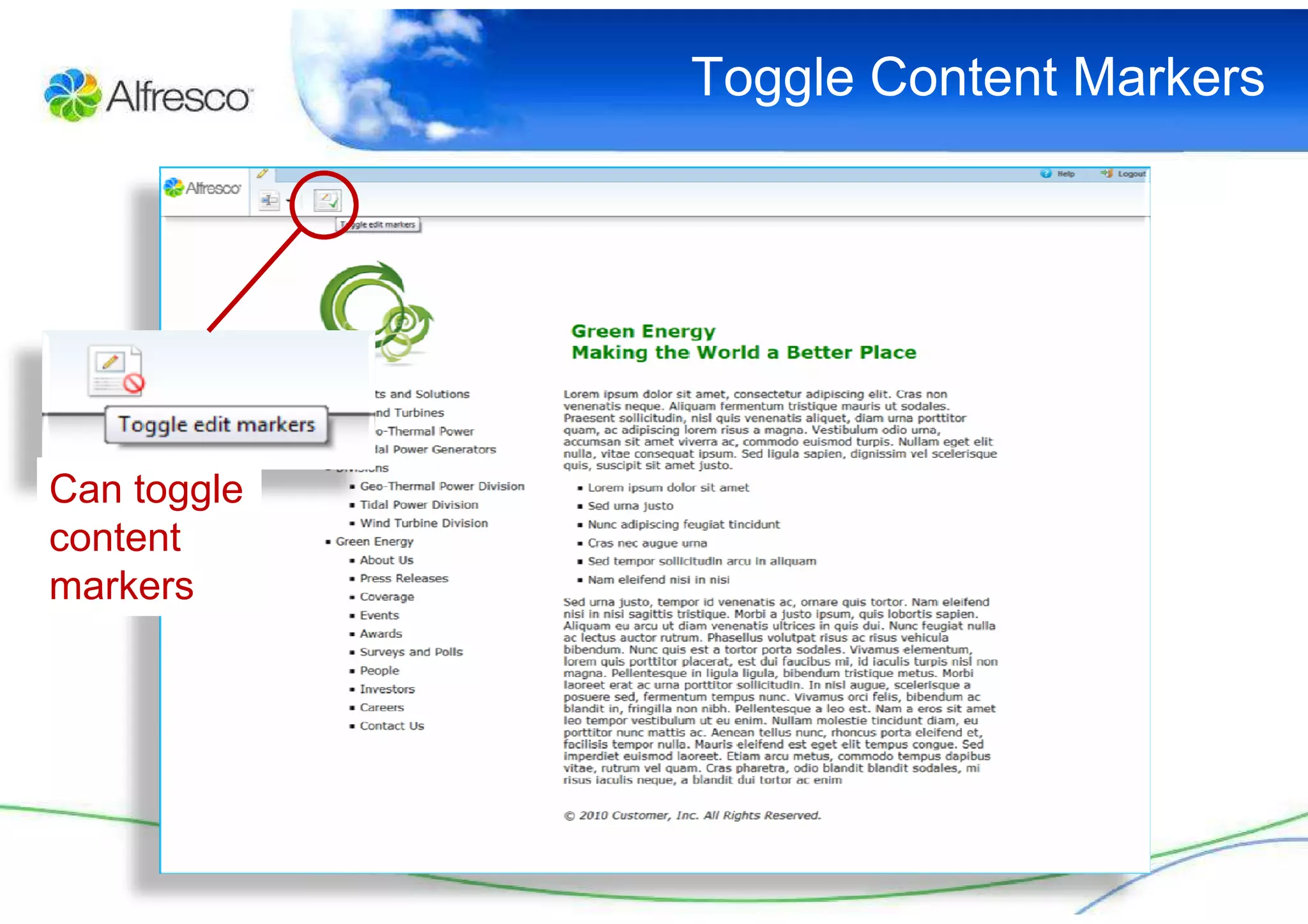 Toggle Content Markers




Can toggle
content
markers
 