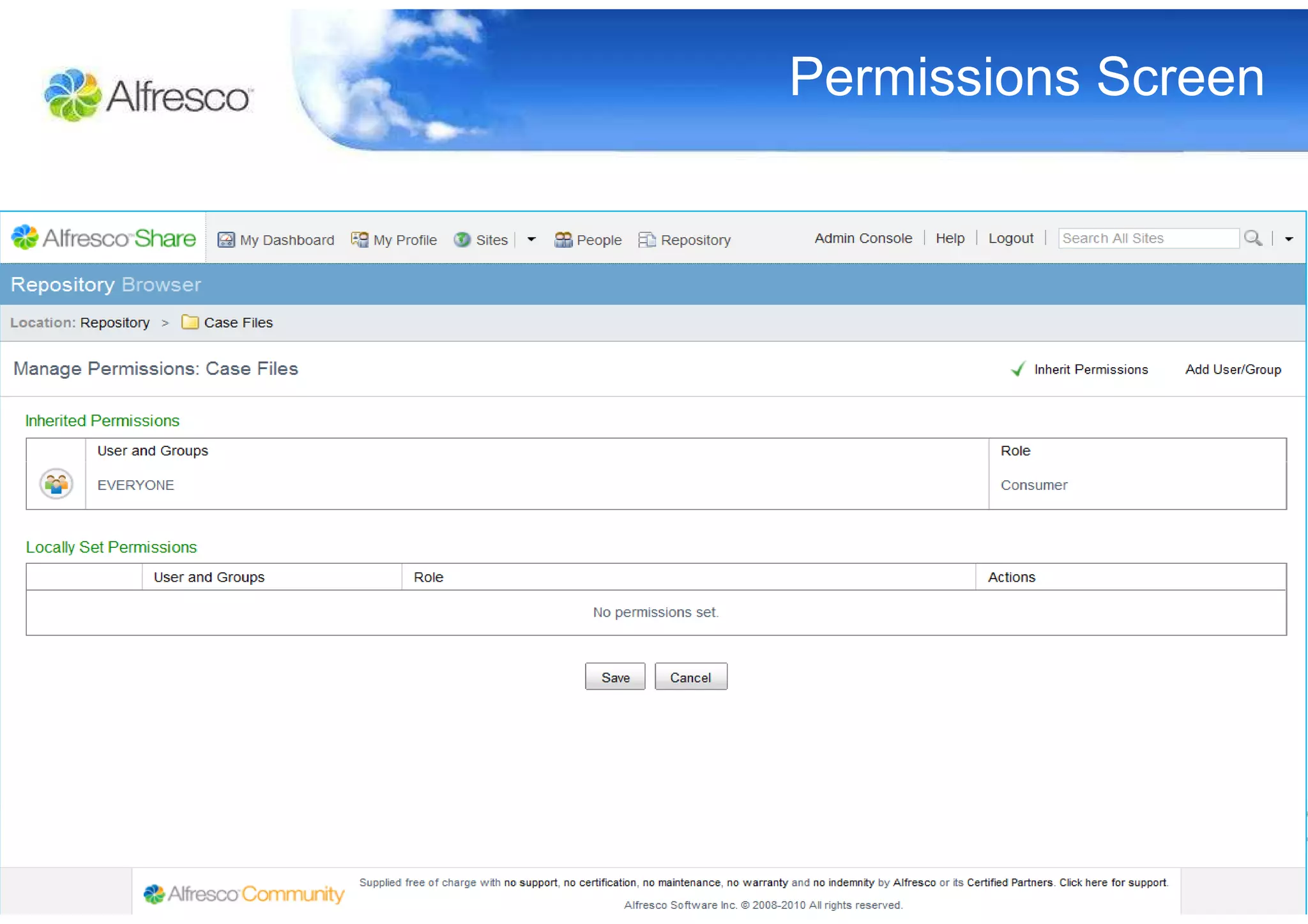 Permissions Screen
 