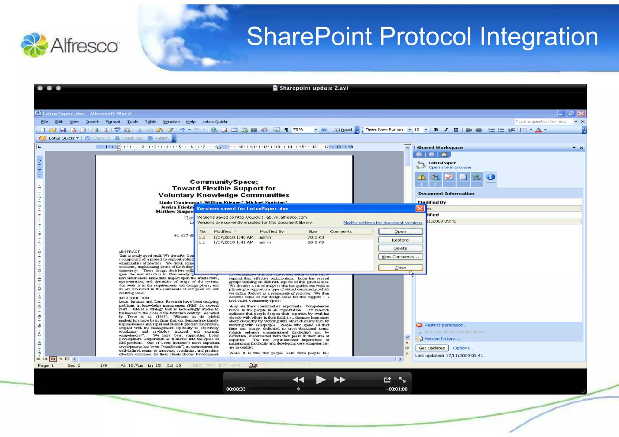 SharePoint Protocol Integration
 